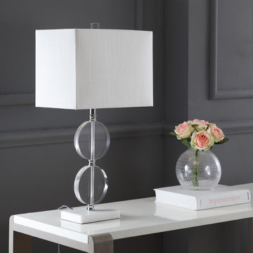 Richard 26" Crystal/Marble LED Table Lamp - JONATHAN Y